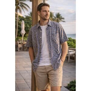 Vintage Sunset Trading Co Shirt Made USA Pattern Button Up Mens Large 100 Cotton